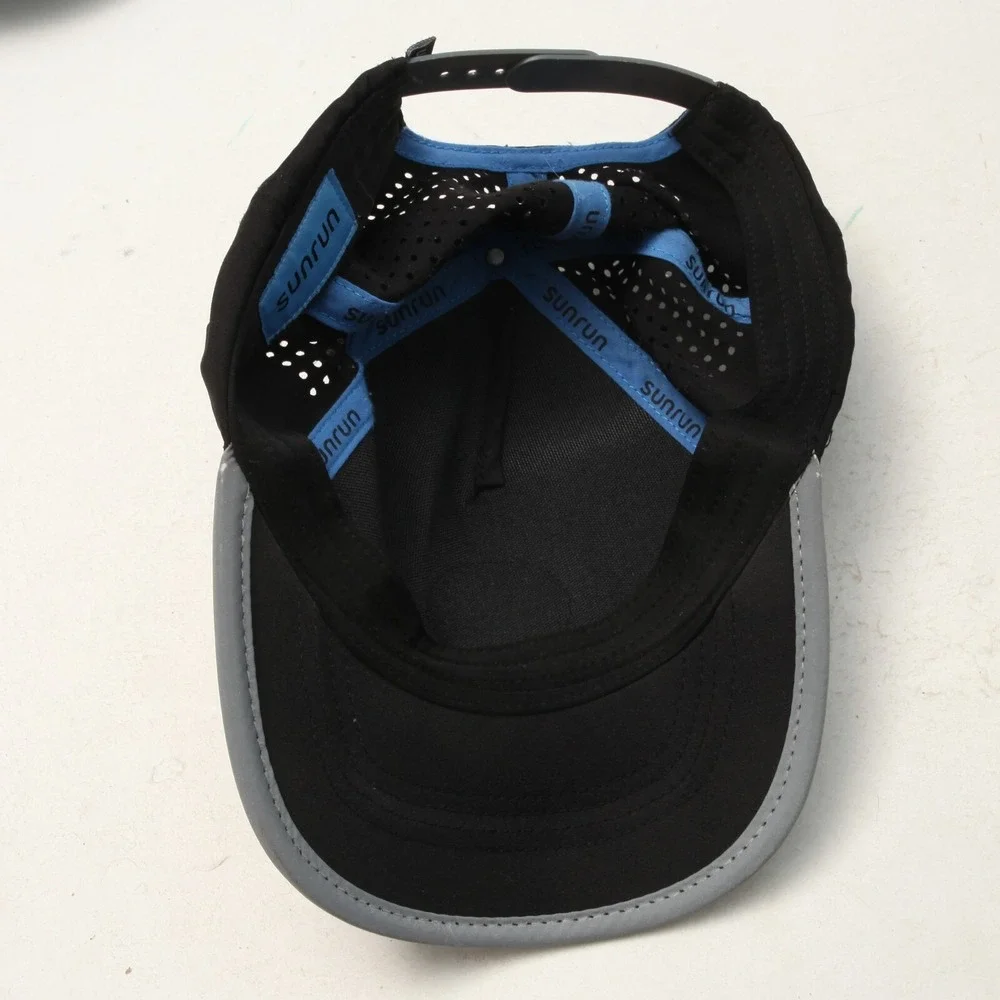 Sunrun Performance Baseball Cap Men OSFM Black Reflective Laser Cut Snapback Hat - Picture 5 of 7
